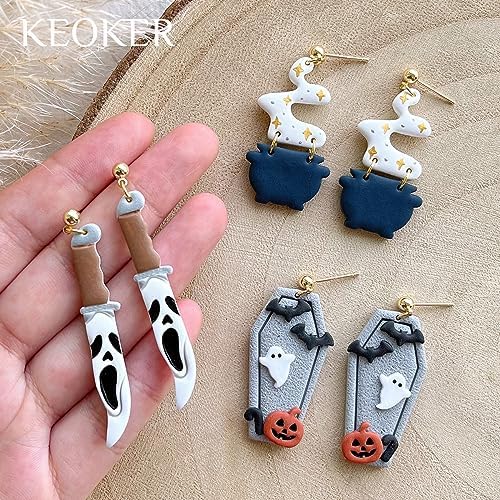KEOKER Polymer Clay Cutters Halloween, Clay cutters for Halloween Earrings Making, 10 Shapes Halloween Clay Earrings Cutters, Ghost Halloween Clay Earring Cutters (Earrings Clay Cutters 2)
