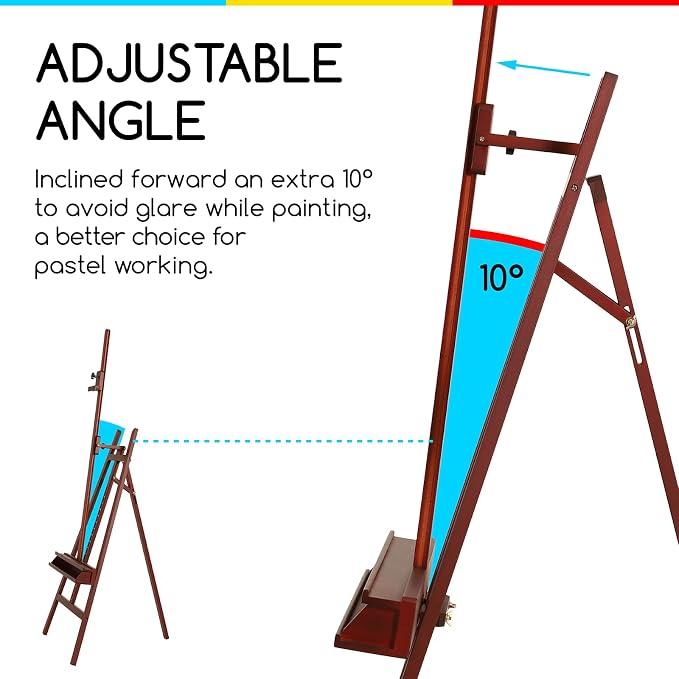 MEEDEN Large Painting Easel Stand: Solid Beech Wood Studio Easel for Adults | A-Frame Artist Easel for Painting - Studio Easel with Holder - Wooden Easel Stand for Sign Display, - Holds Canvas up to 48"
