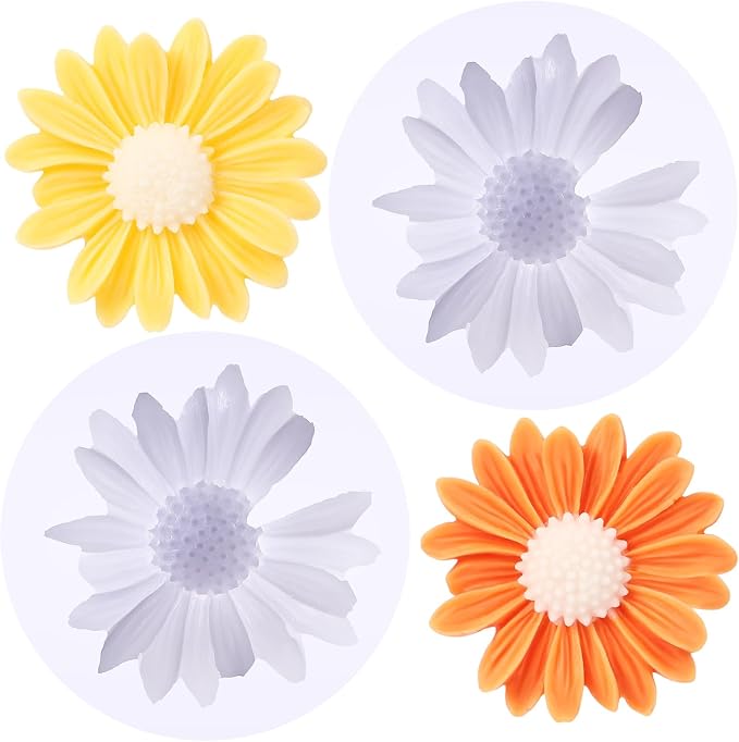 2 PCS Daisy Flower Silicone Molds, Chrysanthemum Resin Candle Molds, 3D Flower Fondant Mold for DIY Cake Chocolate Soap Wax Clay Craft Decoration (Daisy)