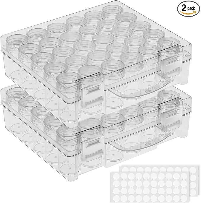 Bead Organizer, Bead Containers, 30 Grids Diamond Painting Storage Containers Clear Bead Organization Diamond Painting Accessories Small Storage Container for Beads Seeds Glitter Rhinestones (2 Pack)