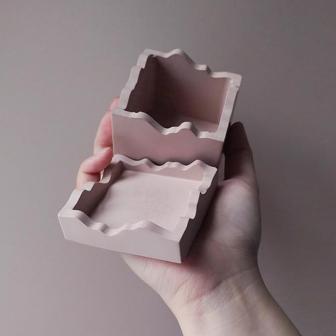 Square Box Mold with Irregular Edges, Creative Candle Vessels Jewelry Holder Resin Concrete Molds, Unique Storage Container Jar Dish Display Silicone Molds DIY Epoxy Resin Art Craft Kit