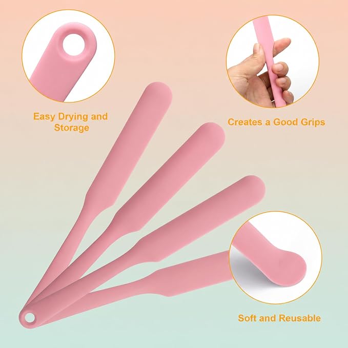 Palksky 4PCS Pink Measuring Cups with 1 Cup & 1.5 Cup & Jar Spatulas | Reusable Baking Supplies for DIY Chocolate Molds, Melting Chocolate
