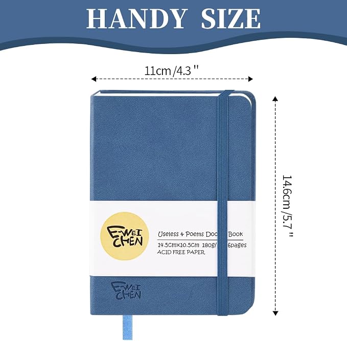 5.7x4.1in Hardcover Blank Sketchbook for Drawing 180gsm 96Pages,Dark Blue