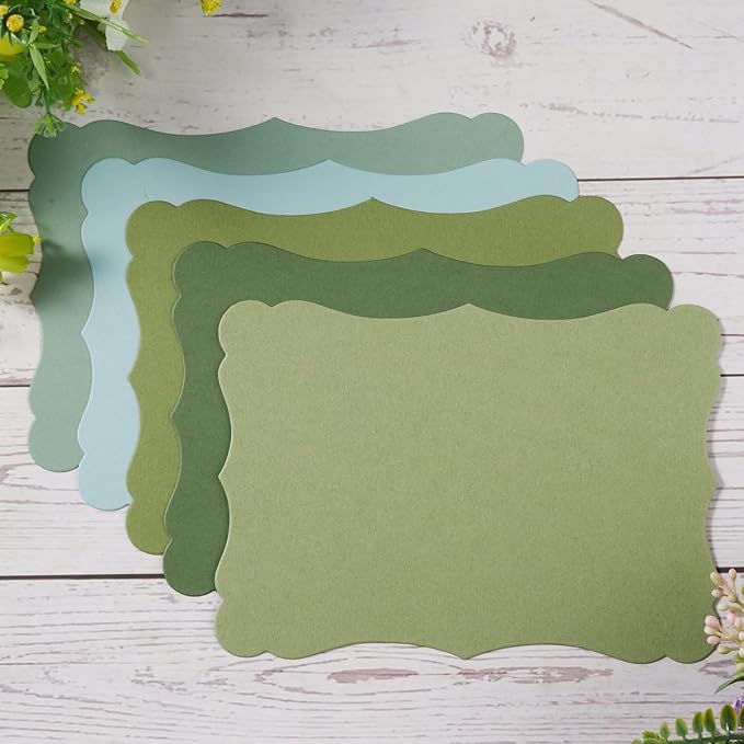 50 Pack Blank Kraft Greeting Cards, Green, 5 Colors, 4x6IN