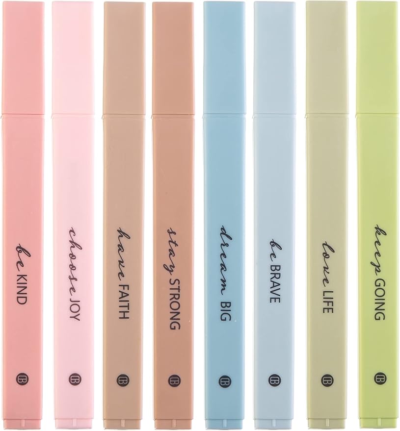 DIVERSEBEE Bible Highlighters with Soft Chisel Tip, 8 Pack Assorted Colors Pens No Bleed, Quick Dry Set, Cute Aesthetic Markers, Bible Study Journaling Supplies and Accessories (Earthy)