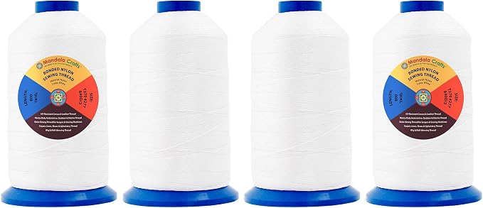 Mandala Crafts Size 277 840D T270 White Combo Bonded Nylon Thread, 3200 YDs