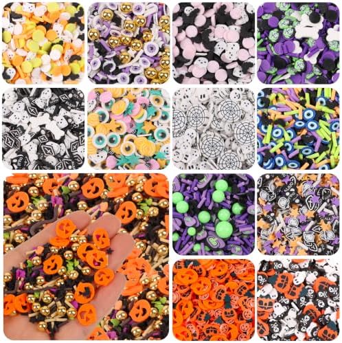 FOIMAS Fake Halloween Sprinkles, 6.87 oz Mini Fake Sprinkles Polymer Clay Slices for Crafts Slime Accessories Cakes Decoration Art DIY Halloween Party Supply