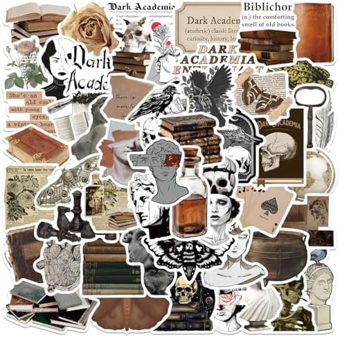 50 PCS Dark Academia Stickers, Vintage Gothic Aesthetic, Dark Academia Decor for Journaling, Scrapbook, Water Bottle, Laptop