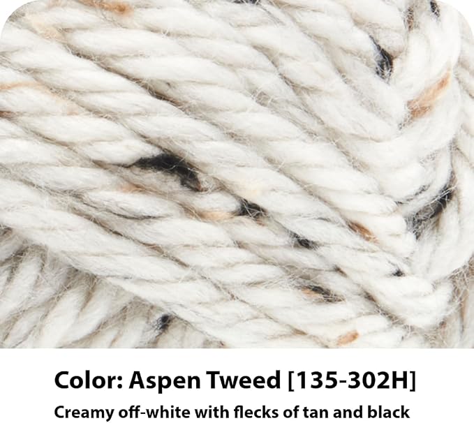 Lion Brand Yarn Hometown Yarn, Super-Bulky Yarn for Knitting, Crocheting, and Crafting, 3 Pack, Aspen Tweed | Super Bulky Acrylic Fiber for Warm Crochet Blankets, Knit Winter Hats, Chunky Cardigans, Soft Scarves, Weaving