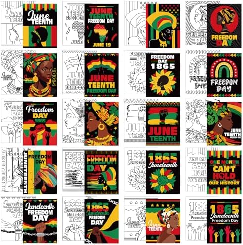 Sherr 20 Pcs Stretched Pre Drawn Canvas Afro Queen Black Art for Painting for Adults Outline Pre Drawn Stretched Cotton Canvas to Paint Party Set, 8 x 10''(Juneteenth)