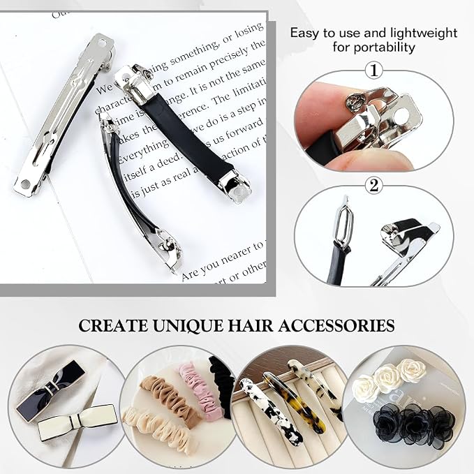 Dizila 20 Pieces 6cm/2.4" Plain Blank DIY Craft Project Silver Metal French Hair Barrettes with Strong Hold Snap Hair Clips Accessories for Women Girls Teens