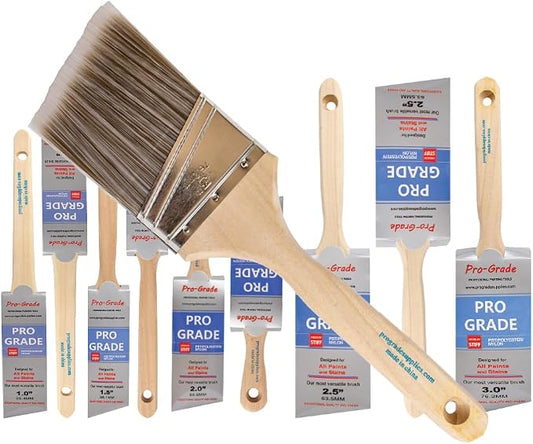 Pro Grade Angle Paint Brushes, Paint Brush Set for Trim & Walls, 10 Pc | Sash & cut-in detail | Furniture, cabinets, doors & fences | Interior & exterior | Latex, oil & stain | Medium stiff bristles