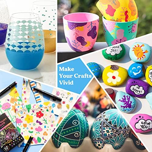 LET'S RESIN 12 Colors Acrylic Paint Markers with 3 Tips Multi-Purpose
