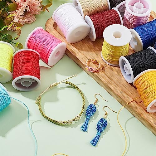 PH PandaHall 0.8mm Nylon String Beading Thread 25 Colors Chinese Knotting, Kumihimo Macrame Cord Wind Chime Blinds String for Macrame Friendship Bracelets Christmas Ornament, 250 Yards