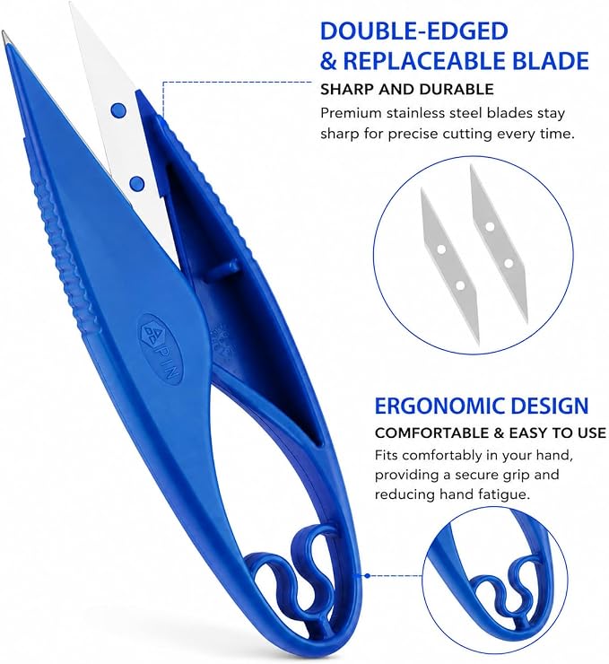 CampTek Seam Ripper & Thread Remover Kit - Professional Ergonomic Stitch Cutter Tools for Quilting, Leather, Denim, Cross Stitch | Sewing Supplies with Patch Remover, Durable Sewing Kit Tools (Blue)