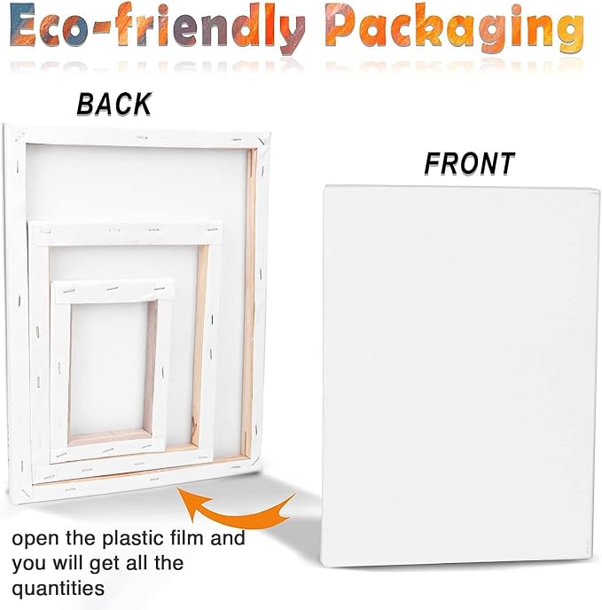 3 Pack Canvases for Painting with Multi Pack 11x14, 5x7, 8x10, Painting Canvas for Oil & Acrylic Paint