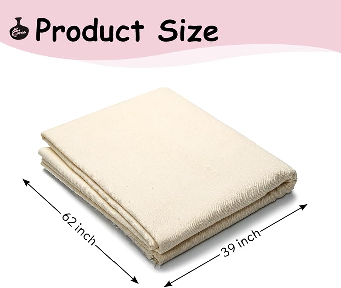 Pottery Tablecloth-Heavy Duty Linen Cotton Blend, 62x39 Inches, High Absorbency Textured Surface for Pottery Making, Oil Painting, Various Handmade Crafts (2PCS)