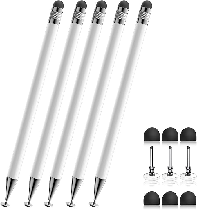 Bopomofo Stylus(5 Pcs),2-in-1 Stylus Pen for Touchscreen,Stylus Pen | Metal Barrel,Suitable for Apple(iPhone/ipad)/Nintendo Switch/Samsung/Google/Microsoft/Android Tablets Touch Screen Devices