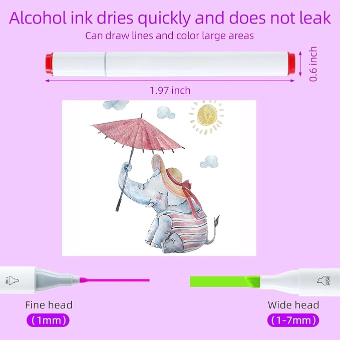 48 Colors Alcohol Markers, Dual Tip Art Markers with Fine Tip & Chisel Tips for Coloring, Illustrations, Drawing, Sketching for Adults