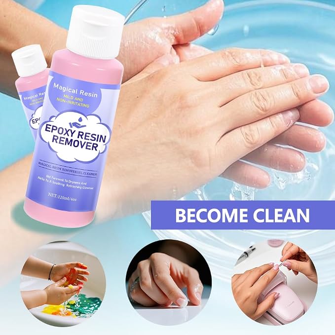Hands Resin Remover Gel - All Natural Epoxy Resin Cleaner - Magical Cleanser for Artists - Epoxy Remover - Glue, Silicone, Paint & Glitter Soap- For Soft and Moisturized Skin