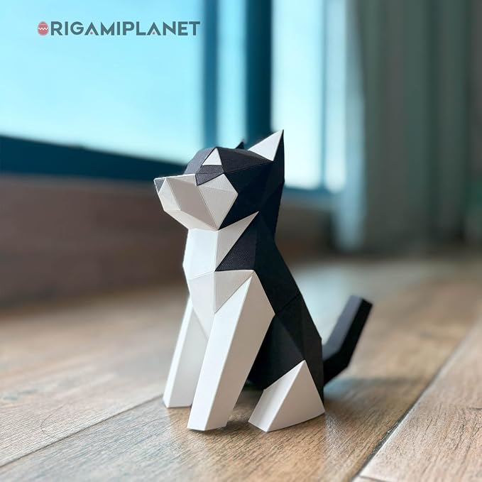 Husky 3D Origami Paper Craft Kit, Easy DIY Pre-Cut Dog Paper Sculpture Model for Adults, Cute Animal Handmade Home Decor Papercraft Gift Set for Beginners