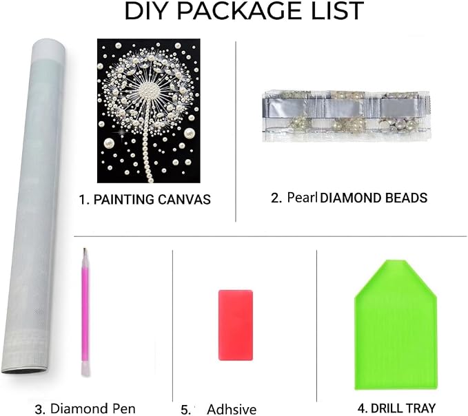 Morudeor Dandelion Diamond Art Pearl Painting Kits for Adults,Special Shape Diamond Art Kits for Flowers, DIY 3D Plastic Pearl Painting Kit for Home Decoration 12 × 16 inch