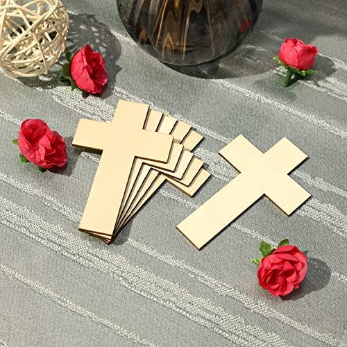 meekoo 36 Pieces Blank Wood Cutouts Unfinished Cross Shaped Wooden Pieces