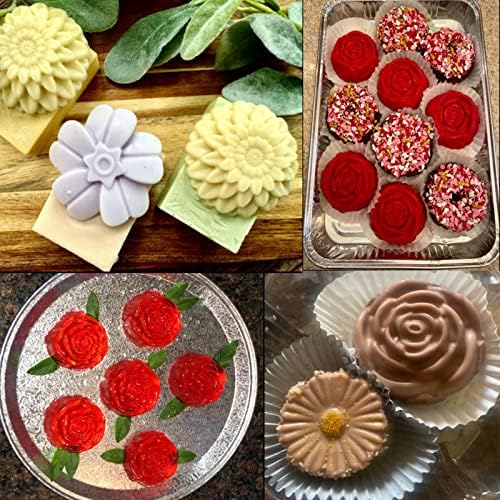 Flower Soap Molds-Silicone Soap Molds Rose Soap Mold | Soap Molds Silicone Shapes-3PCS 6 Cavities Flower Soap Mold,Silicone Molds for Soap Bath Bombs Shower Steamer Lotion Bars