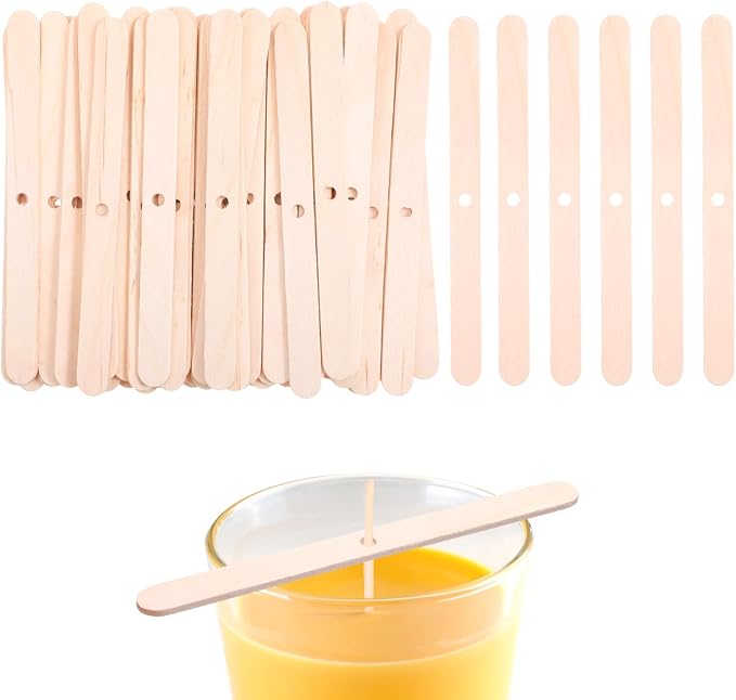 50 Pc Wooden Wick Holder,Adjustable Candle Wick Centering Tool & Stabilizer | for Candle Making Supplies, DIY Candlemaking Tools, and Accessories