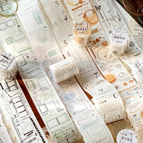 Alideco 6 pcs Decorative Adhesive Tapes Cartoon PET Tape Great for Bullet Journal Supplies, Arts, Scrapbook, DIY Crafts, Planners(huahuibiankuang) (pianduanhenji)