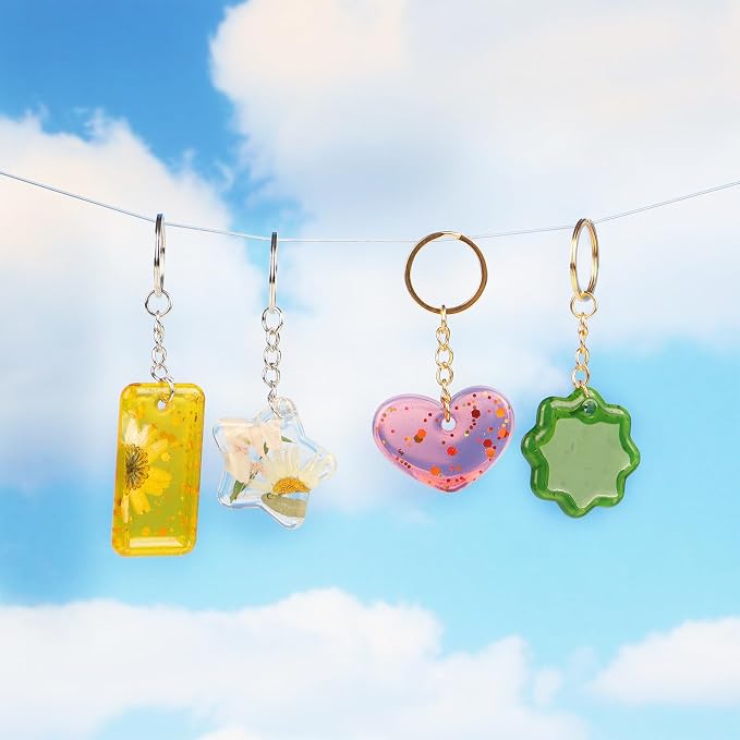 Keychain Silicone Mold, Keychain Resin Mold with Key Ring Accessory, Epoxy Resin Jewelry Molds for DIY Keychains, Necklace, Pendant