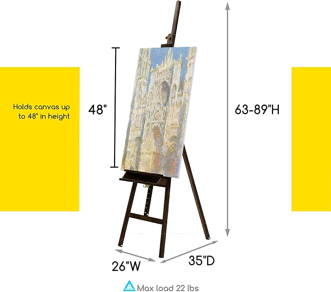 MEEDEN Wooden Artist Easel for Painting: Adjustable Studio Easel for Adults | A-Frame Solid Beech Wood Large Art Easel Stand - Holds Canvas up to 48" - Gray