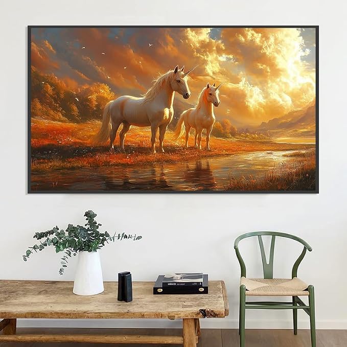 Meothan 5D Large Size Horse Diamond Art Kits for Adults (27.6x15.8inch) | Horses Diamond Painting Kit for Adults, Full Drill Diamond Gem Art Dots Paintings kits for Home Wall Decor Gift(70x40cm)