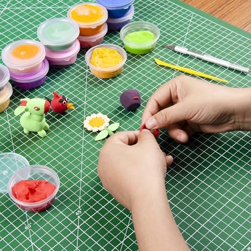 Ecraft Self-Healing Cutting Mat 12x18 Inch, Double-Sided 5-Ply Gridded Rotary Cutting Board, Non-Slip Surface for Sewing, Quilting & Crafts, Green/Black