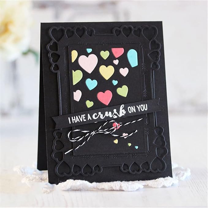 Cutting Dies 3D Background Frame Metal Stencils Scrapbooking Tools DIY Craft Carbon Steel Embossing Template for Paper Card Making Album Arts Supplies (Frame 9-heart 10.5x13.3cm)