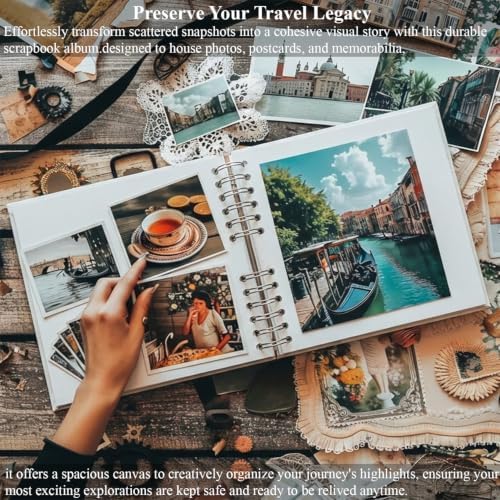 MARCADORUS White Scrapbook Album, 8 x 8 Inch Blank Scrap Book, 30 Sheets / 60 Pages (250gsm), Mini Memory Book with Ribbon, Acid Free & Archival Safe for Wedding, Travel and Guest Book.