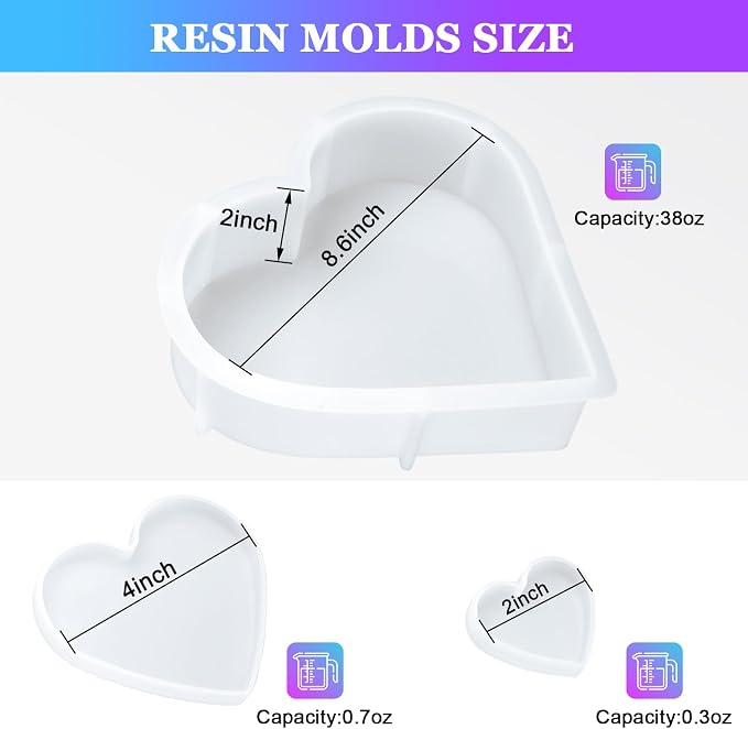 Large Heart Resin Mold, Heart Shaped Silicone Molds for Resin | Epoxy Molds for Flower Preservation, Deep Pour Mold for Decoration, Valentine's Day