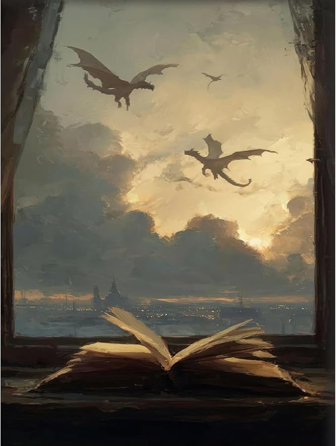 Gothic Book Paint by Numbers Kit for Adults Framed Canvas, Frameworkless