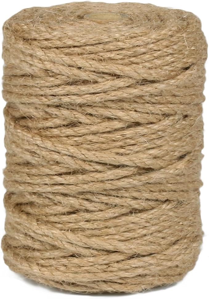 Jute Rope 5MM x 150FT 6Ply Twisted Rope for Crafts Projects Cat Scratcher Scratching Post Tree Gift Wrapping Home Decoration Packing Christmas Twine Bulk (Brown 5mm* 150ft)