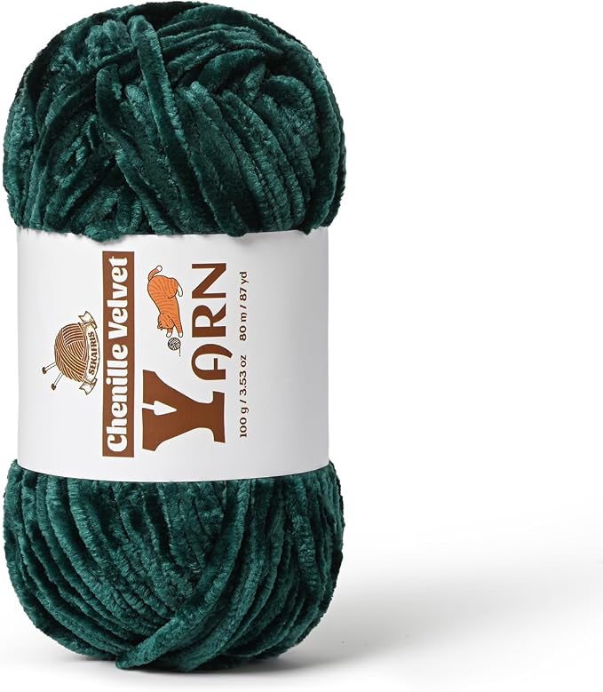Chenille Crochet Army Green Yarn 1 Pack