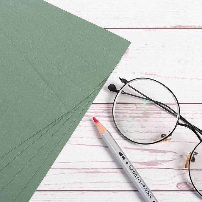 20 Sheets Blank Sage Green Thick Paper Cardstock, 8.5x11 inches