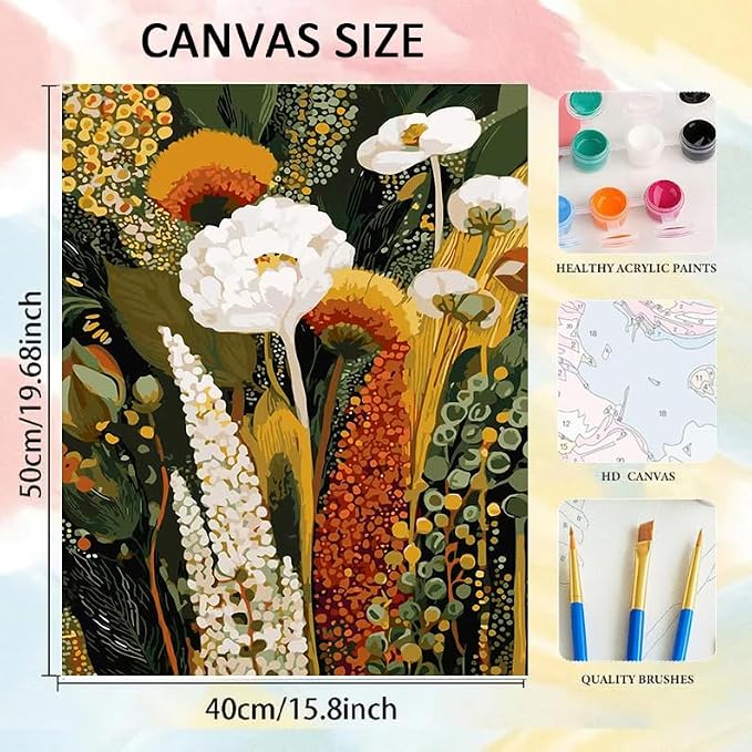 Gearock DIY Wildflowers Paint by Numbers Kit for Adults