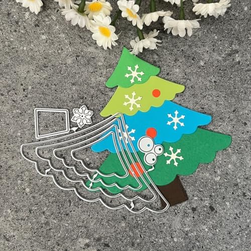 Lapoo Christmas Metal Cutting Die for Scrapbooking, 3D Backgrounds Frame Cutting Dies DIY Album Card Making Decor Paper Metal Die Cuts Party Wedding Decorations (Christmas Tree Layers 4.1 x 2.4 in)
