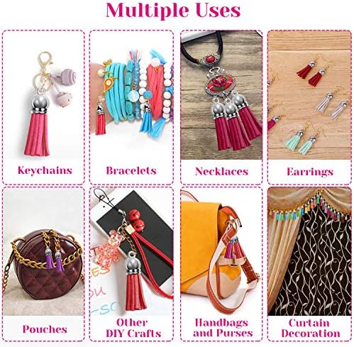 Cridoz 200pcs Leather Keychain Tassels Bulk for Crafts, Acrylic Blanks, Charms, Earrings, Bracelets and Jewelry Making (40 Colors)