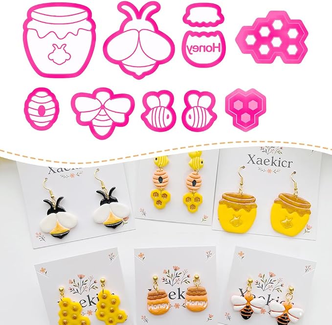 Bee Theme Polymer Clay Cutters Set – Molds, Clay Cutters for Polymer Clay, Clay Earring Tools