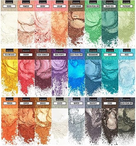 Mica Powder for Resin Coloring 24 Colors Set - Pigment Powder for Nails