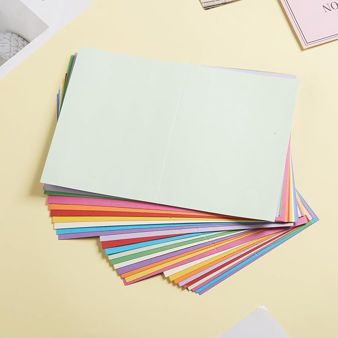 50 Pack Blank Folded Cardstock Cards, Multicolor, 4x6