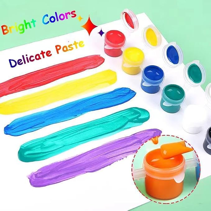 20 Pack Mini Acrylic Paint Set,12 Color Acrylic Paint Strips with 40 Pcs Painting Brushes for Kids&Adults, 280 PCS Kids Paint Set Container Strips Storage for Home Classroom Party Favors Easter Gifts