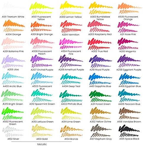ARTEZA Acrylic Paint Markers, Set of 40 Acrylic Paint Pens in Assorted Colors, Art Markers for Glass, Pottery, Ceramic, Plastic, Rocks, and Canvas