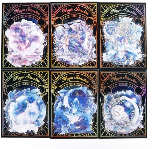 60 Pcs Holographic Fantasy Stickers for Scrapbooking, Journaling